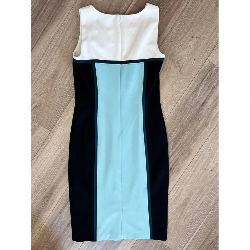 WHBM Colorblock Sheath Midi Dress 4 Sleeveless Timeless Retro 60's Mod Cocktail